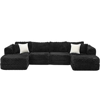 Merax Modular Sectional Sofa 135.4" Boneless Sofa Couch Cozy Sectional Couch