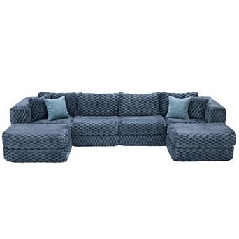 Merax Modular Sectional Sofa 135.4" Boneless Sofa Couch Cozy Sectional Couch