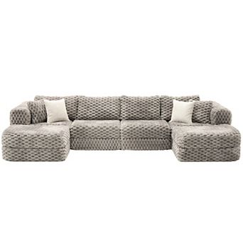 Merax Modular Sectional Sofa 135.4" Boneless Sofa Couch Cozy Sectional Couch