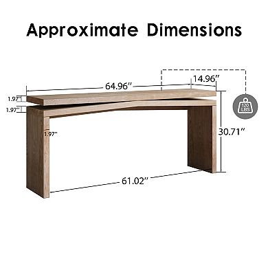 Trikiousd 65" Rustic Wood Veneer Console Table Farmhouse Entryway Sofa Table