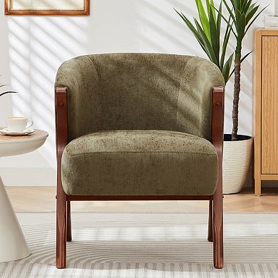 Merax 27" Modern Accent Chair Solid Wood Frame, Comfy Armchair for Living Room