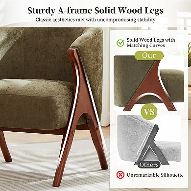 Merax 27" Modern Accent Chair Solid Wood Frame, Comfy Armchair for Living Room