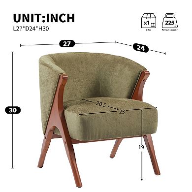 Merax 27" Modern Accent Chair Solid Wood Frame, Comfy Armchair for Living Room