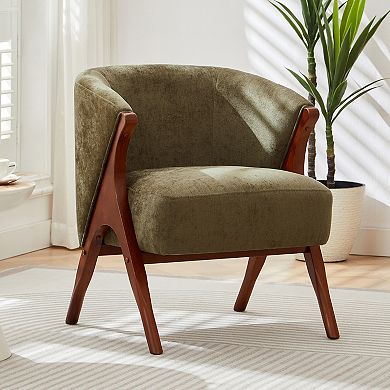 Merax 27" Modern Accent Chair Solid Wood Frame, Comfy Armchair for Living Room