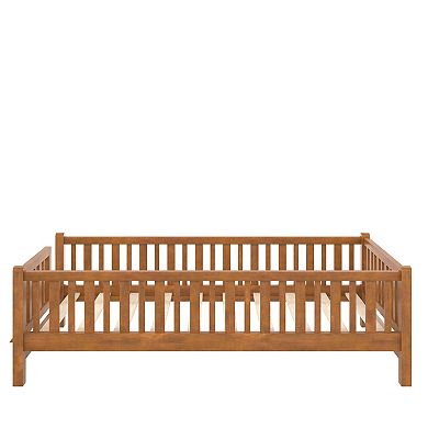 Merax Wood Twin Size Platform Bed with Guardrail