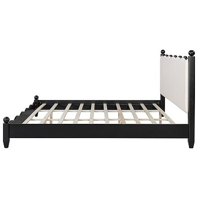 Merax Wood Platform Bed with Upholstered Headboard