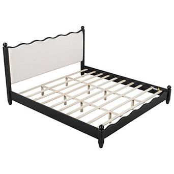 Merax Wood Platform Bed with Upholstered Headboard