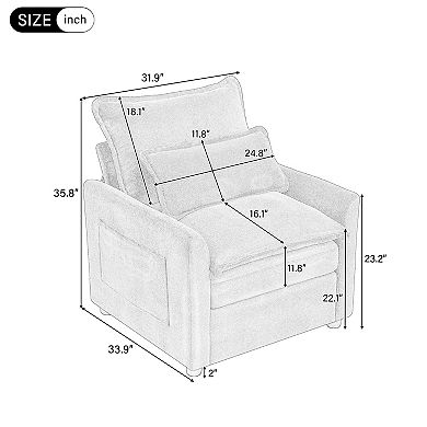 Merax Modern Single Seat 31.9" Accent Chair Soft Plush Upholstered Armchair