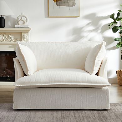 Merax 47.2" Oversized Accent Chair with Dual USB Ports, Chenille Armchair, Deep Wide Seat