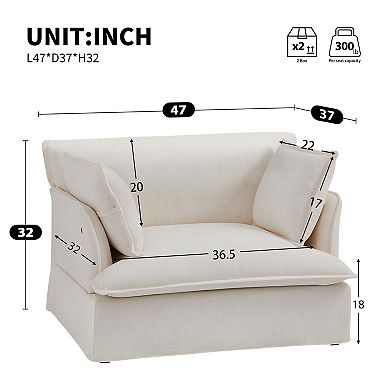 Merax 47.2" Oversized Accent Chair with Dual USB Ports, Chenille Armchair, Deep Wide Seat