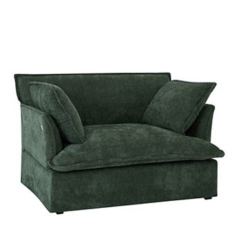 Merax 47.2" Oversized Accent Chair with Dual USB Ports, Chenille Armchair, Deep Wide Seat