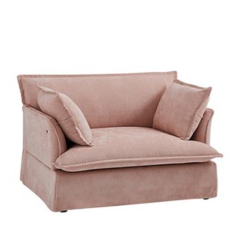 Merax 47.2" Oversized Accent Chair with Dual USB Ports, Chenille Armchair, Deep Wide Seat