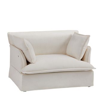 Merax 47.2" Oversized Accent Chair with Dual USB Ports, Chenille Armchair, Deep Wide Seat