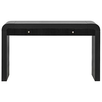 Merax Rustic Console Table with Fluted Drawer Front, Entryway Table with Curved Corners