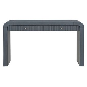 Merax Rustic Console Table with Fluted Drawer Front, Entryway Table with Curved Corners