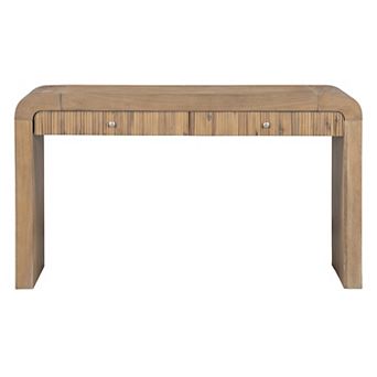 Merax Rustic Console Table with Fluted Drawer Front, Entryway Table with Curved Corners