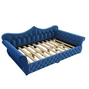 Merax Queen Size Upholstered Daybed with LED and Nail Head Decoration