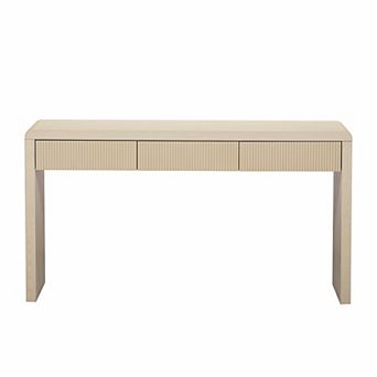 Merax Rustic Console Table with 3 Fluted Drawers - Solid Wood Veneer Entryway Table