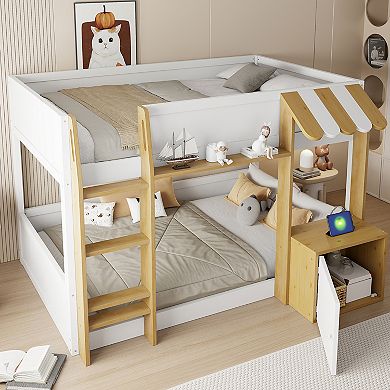 Merax Twin Over Twin Bunk Bed with Integrated Desk