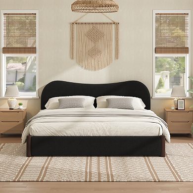 Merax Queen Size Upholstered Platform Bed with Wood Supporting Feet