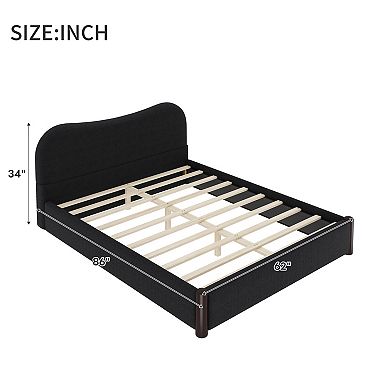Merax Queen Size Upholstered Platform Bed with Wood Supporting Feet