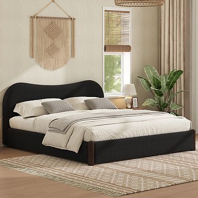 Merax Queen Size Upholstered Platform Bed with Wood Supporting Feet