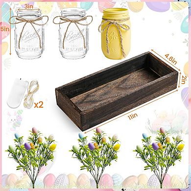 Easter Centerpiece Table Decorations for Table Runner Farmhouse Coffee Table Decor with Wood Tray