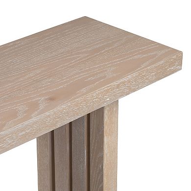 Trikiousd Oak Veneer Console Table with Unique Side Design for Entryway