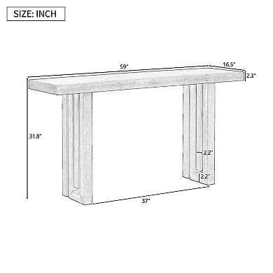 Trikiousd Oak Veneer Console Table with Unique Side Design for Entryway