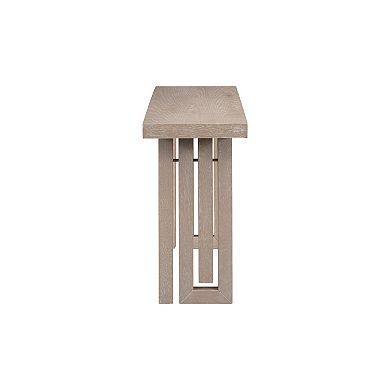 Trikiousd Oak Veneer Console Table with Unique Side Design for Entryway
