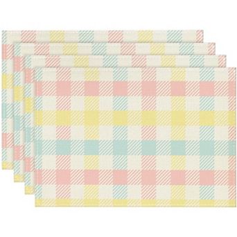 Plaid Spring Easter Placemats Set of 4, 12x18 Inch Table Mat Easter Placemat Decor for Holiday Party