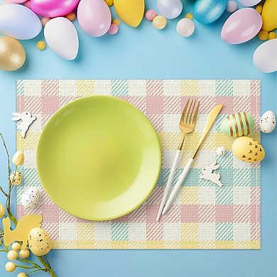 Plaid Spring Easter Placemats Set of 4, 12x18 Inch Table Mat Easter Placemat Decor for Holiday Party