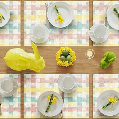Plaid Spring Easter Placemats Set of 4, 12x18 Inch Table Mat Easter Placemat Decor for Holiday Party