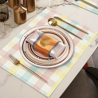 Plaid Spring Easter Placemats Set of 4, 12x18 Inch Table Mat Easter Placemat Decor for Holiday Party