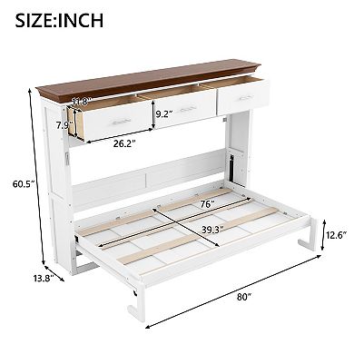 Merax Twin Size Murphy Bed with 3 Drawers