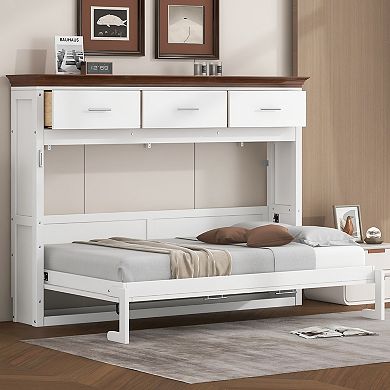 Merax Twin Size Murphy Bed with 3 Drawers