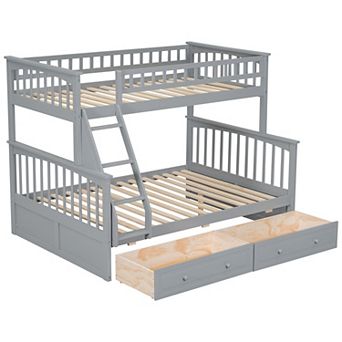 Merax Twin over Full Bunk Bed with Drawers, Convertible Beds
