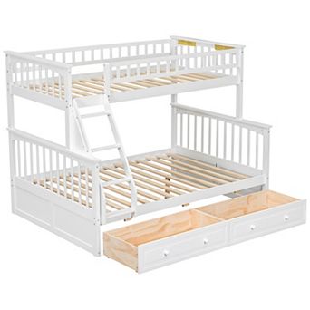 Merax Twin over Full Bunk Bed with Drawers, Convertible Beds