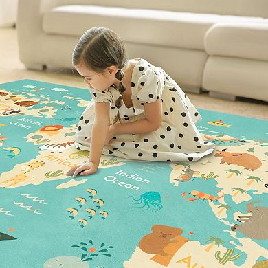 Washable Kids Rug 5x7 Educational Non-Slip Soft Play Mat for Bedroom Classroom