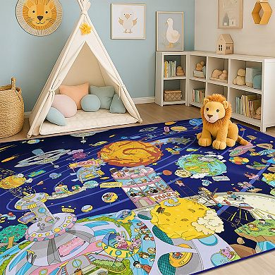 Washable Kids Rug 5x7 Educational Non-Slip Soft Play Mat for Bedroom Classroom
