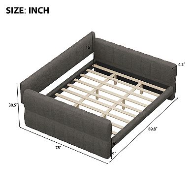 Merax King Size Upholstered Platform Bed with USB