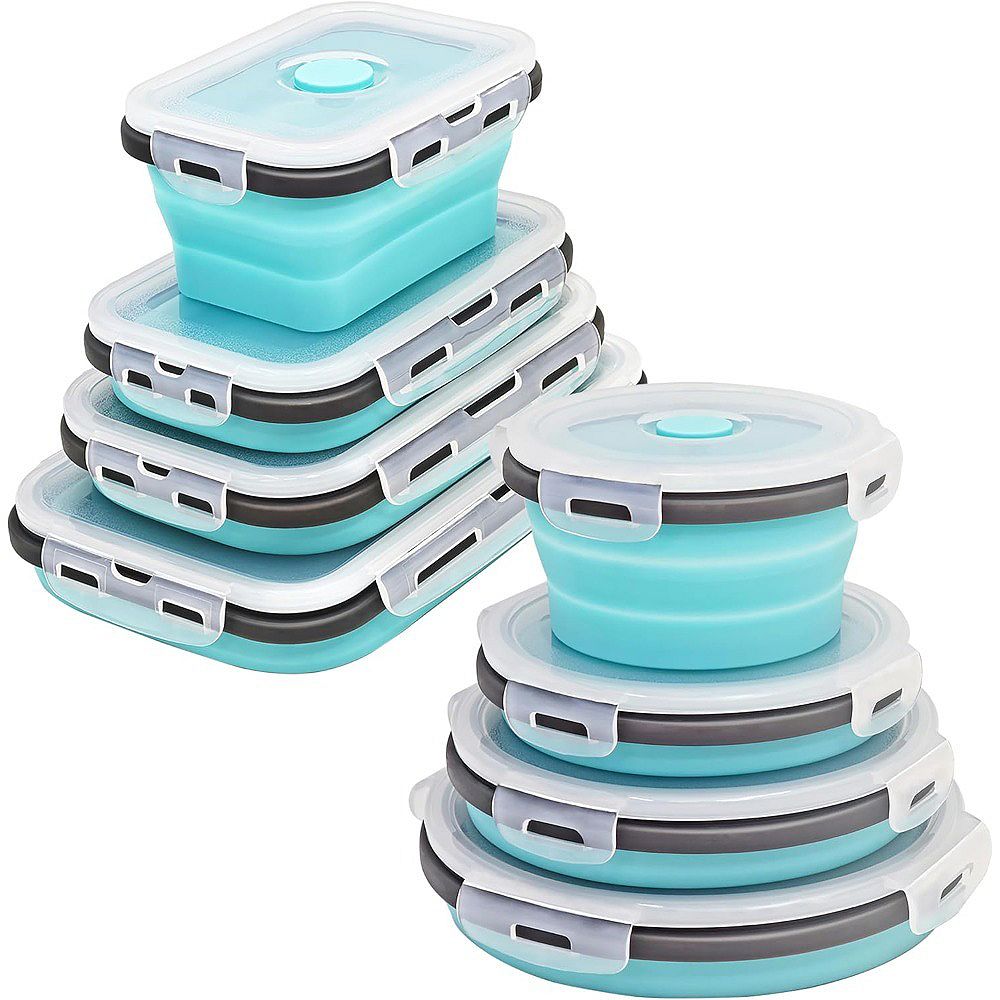 Great Ambitions 8-Pack Silicone Food Storage Containers, Collapsible ...