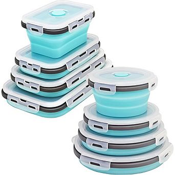 Great Ambitions 8-Pack Silicone Food Storage Containers, Collapsible for RV & Camping