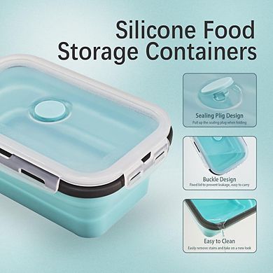 Great Ambitions 8-Pack Silicone Food Storage Containers, Collapsible for RV & Camping