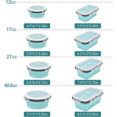 Great Ambitions 8-Pack Silicone Food Storage Containers, Collapsible for RV & Camping