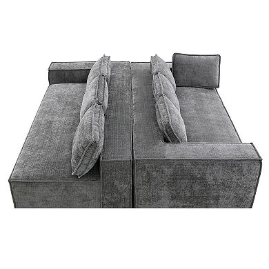 Merax 129.5" Modular Sectional Sofa, 6-Seat L-Shaped Chenille Cloud Couch Set with Wrinkle-Resistant