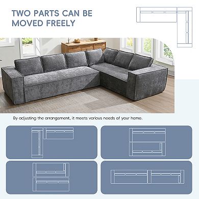 Merax 129.5" Modular Sectional Sofa, 6-Seat L-Shaped Chenille Cloud Couch Set with Wrinkle-Resistant