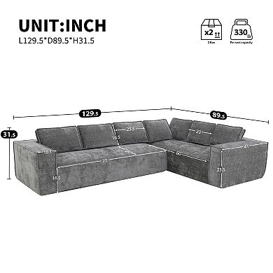 Merax 129.5" Modular Sectional Sofa, 6-Seat L-Shaped Chenille Cloud Couch Set with Wrinkle-Resistant