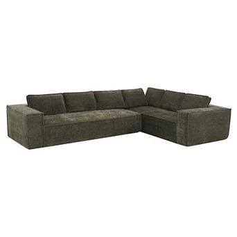 Merax 129.5" Modular Sectional Sofa, 6-Seat L-Shaped Chenille Cloud Couch Set with Wrinkle-Resistant