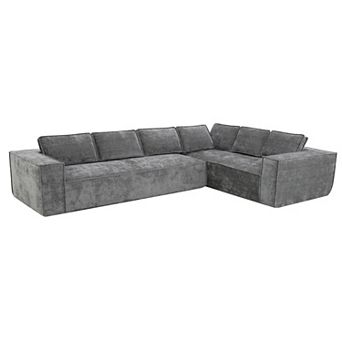 Merax 129.5" Modular Sectional Sofa, 6-Seat L-Shaped Chenille Cloud Couch Set with Wrinkle-Resistant